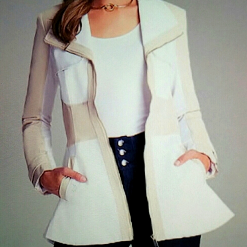 Bebe two toned peplum trench coat